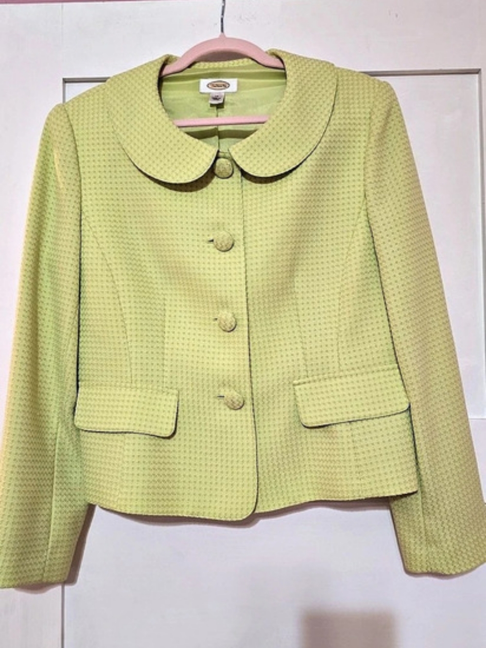 Talbots Textured Button-Front Blazer in Green Size 14 Like New